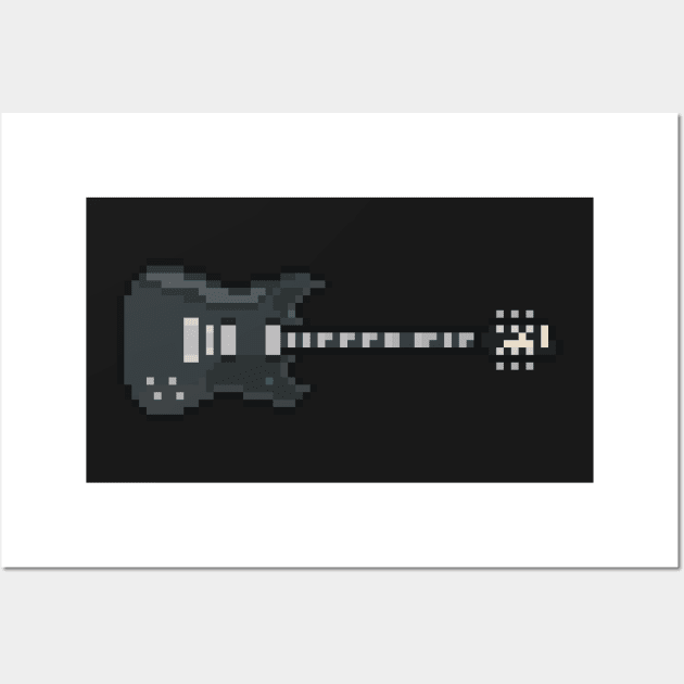 Pixel Black Foo Guitar Wall Art by gkillerb